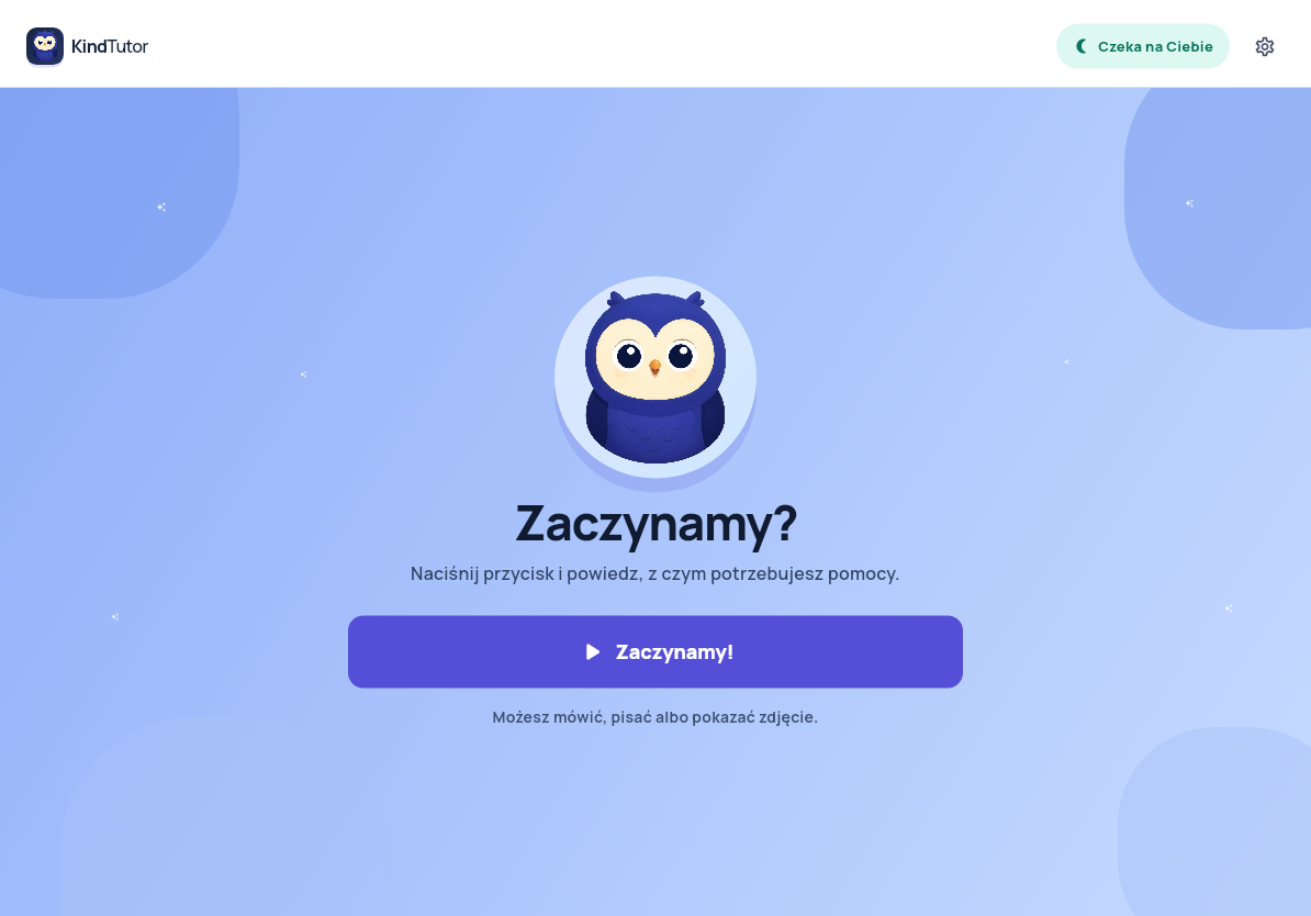Ekran powitalny aplikacji KindTutor na tablecie